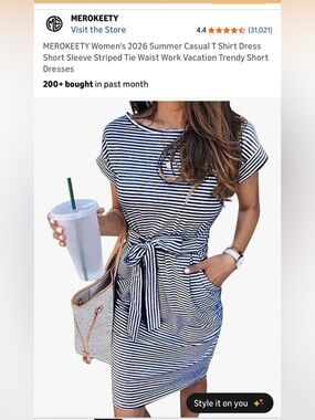 Black & White Striped Tie-Waist Dress